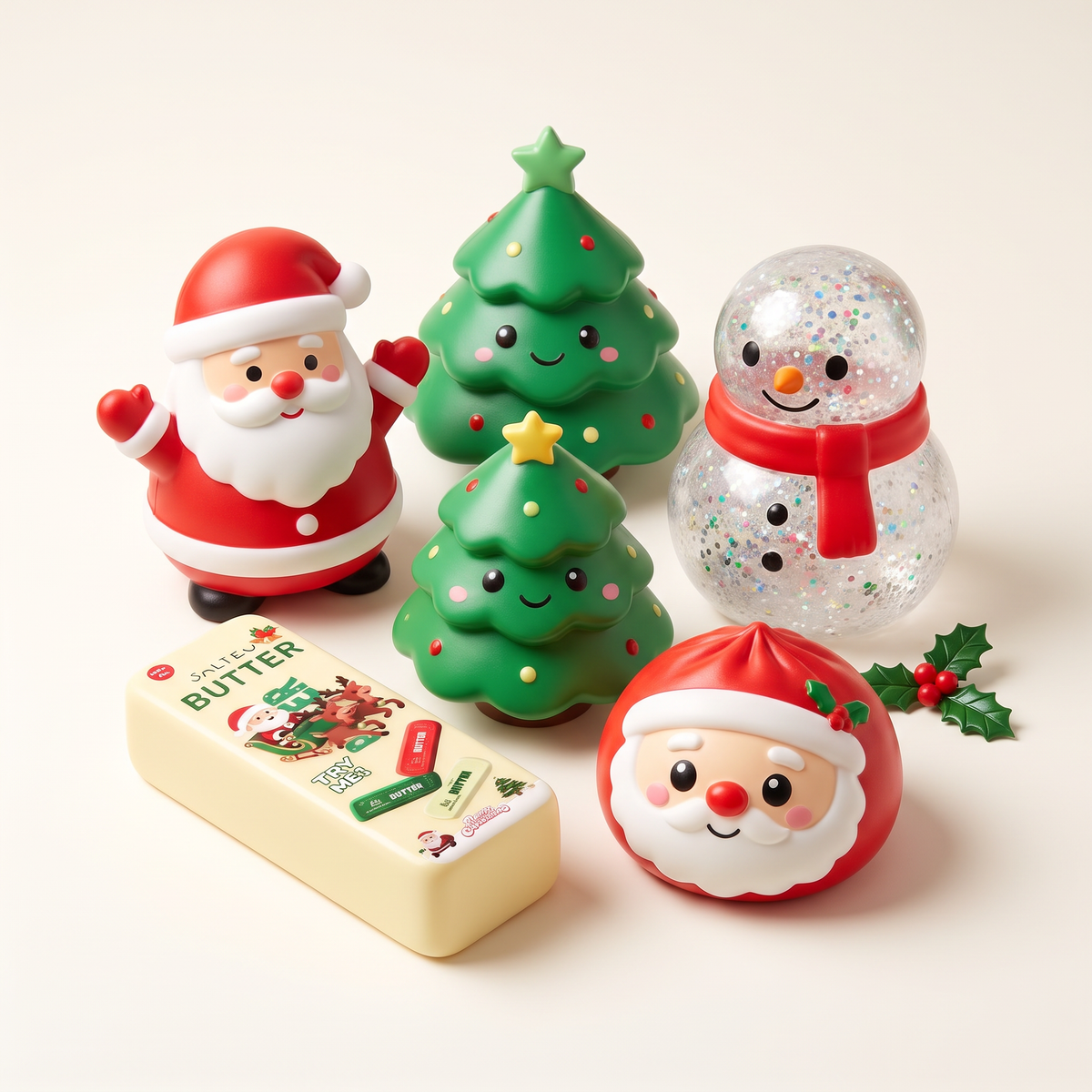 Squishies de Noël : Père Noël, sapin, bonhomme de neige
